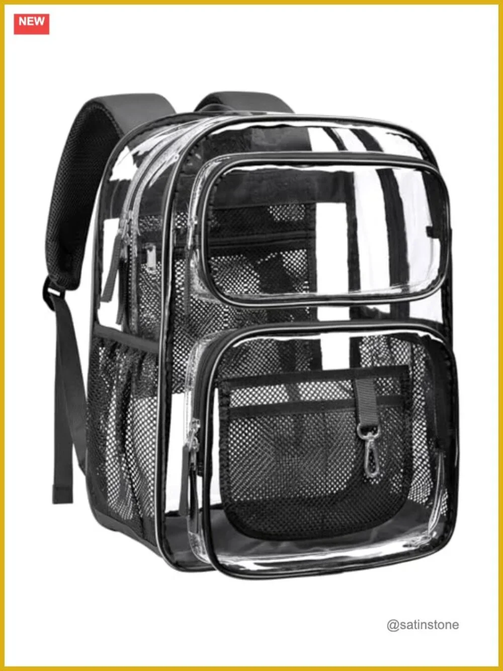 Clear Backpack for School - 17 inch Large Heavy Duty Bookbag, Reinforced PVC